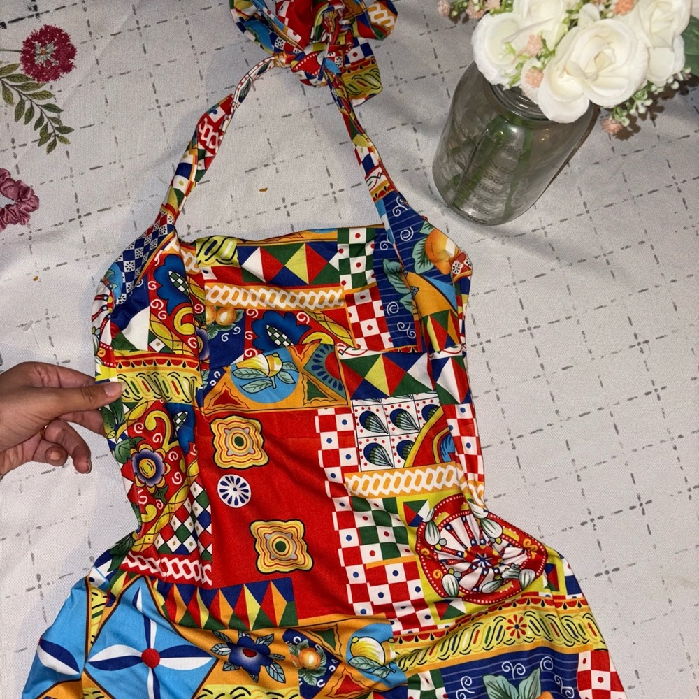 Chic & Colorful Geometric Vacation Mini Dress